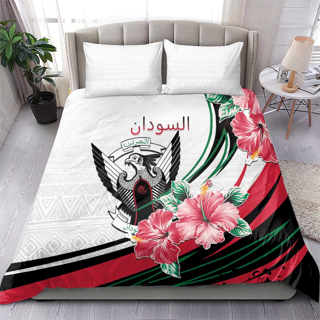 Sudan Bedding Set Sudanese Secretary Bird With Hibiscus - Wonder Print Shop