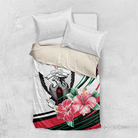Sudan Bedding Set Sudanese Secretary Bird With Hibiscus - Wonder Print Shop