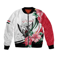 Personalized Sudan Bomber Jacket Sudanese Secretary Bird With Hibiscus - Wonder Print Shop