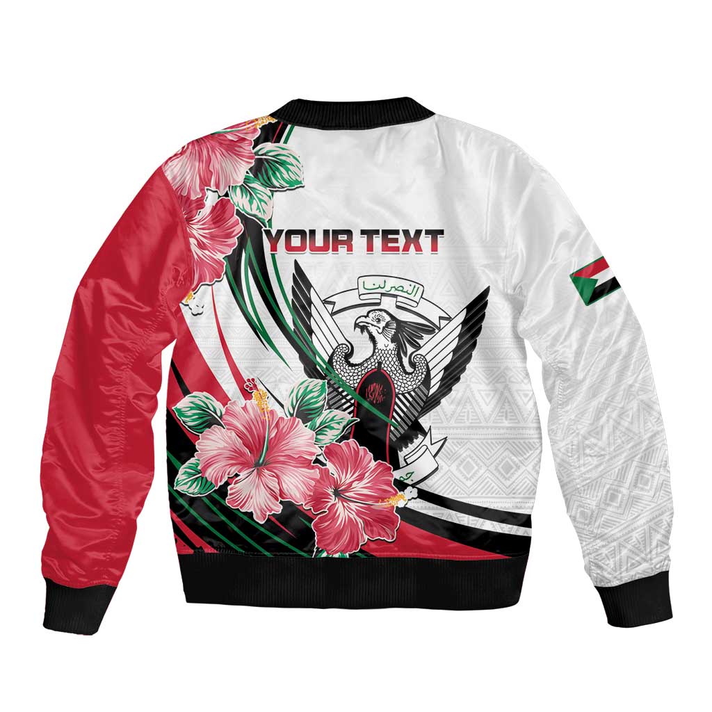 Personalized Sudan Bomber Jacket Sudanese Secretary Bird With Hibiscus - Wonder Print Shop