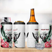 Personalized Sudan 4 in 1 Can Cooler Tumbler Sudanese Secretary Bird With Hibiscus - Wonder Print Shop
