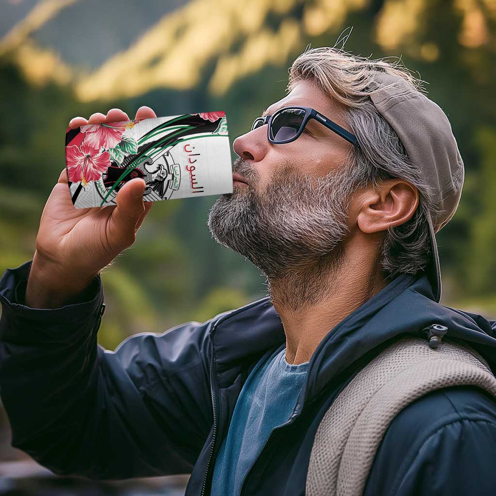 Personalized Sudan 4 in 1 Can Cooler Tumbler Sudanese Secretary Bird With Hibiscus - Wonder Print Shop