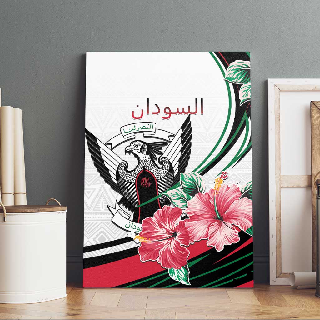 Sudan Canvas Wall Art Sudanese Secretary Bird With Hibiscus - Wonder Print Shop