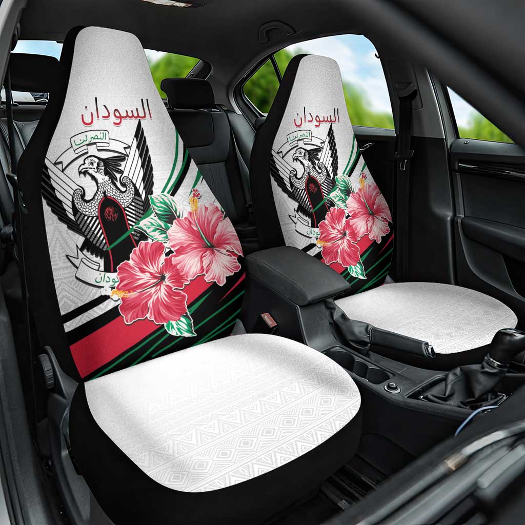 Sudan Car Seat Cover Sudanese Secretary Bird With Hibiscus - Wonder Print Shop