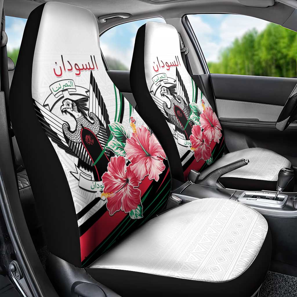 Sudan Car Seat Cover Sudanese Secretary Bird With Hibiscus - Wonder Print Shop