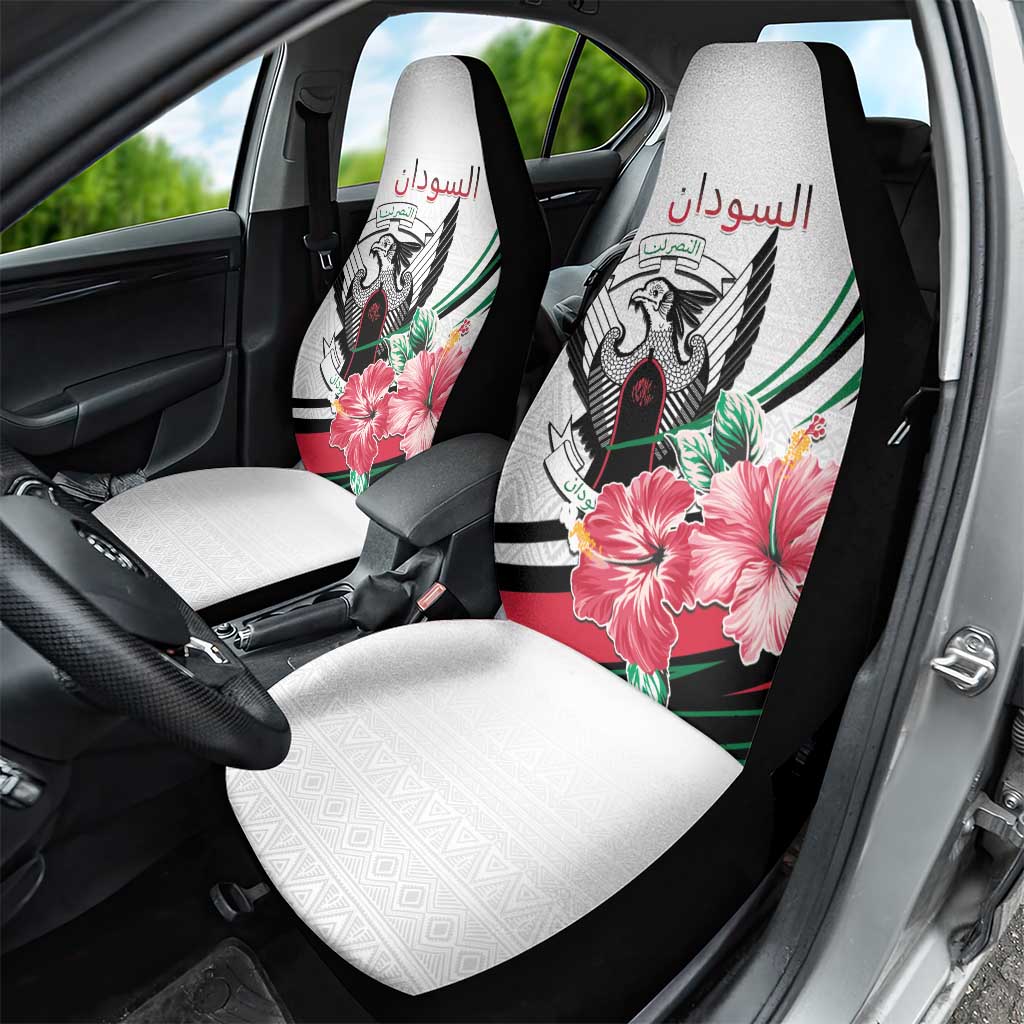 Sudan Car Seat Cover Sudanese Secretary Bird With Hibiscus - Wonder Print Shop