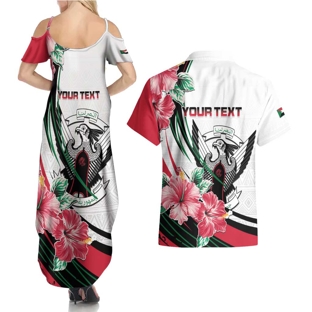 Personalized Sudan Couples Matching Summer Maxi Dress and Hawaiian Shirt Sudanese Secretary Bird With Hibiscus - Wonder Print Shop