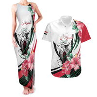 Personalized Sudan Couples Matching Tank Maxi Dress and Hawaiian Shirt Sudanese Secretary Bird With Hibiscus - Wonder Print Shop