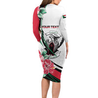 Personalized Sudan Family Matching Long Sleeve Bodycon Dress and Hawaiian Shirt Sudanese Secretary Bird With Hibiscus - Wonder Print Shop