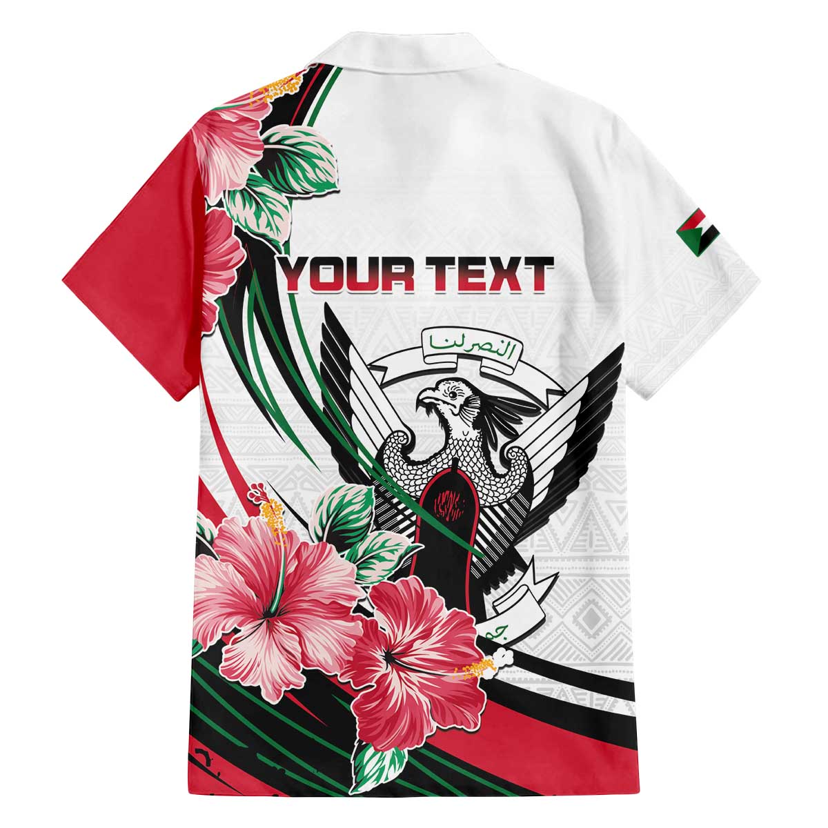 Personalized Sudan Family Matching Off The Shoulder Long Sleeve Dress and Hawaiian Shirt Sudanese Secretary Bird With Hibiscus - Wonder Print Shop