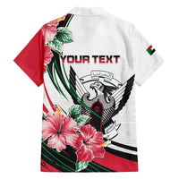 Personalized Sudan Family Matching Off The Shoulder Long Sleeve Dress and Hawaiian Shirt Sudanese Secretary Bird With Hibiscus - Wonder Print Shop