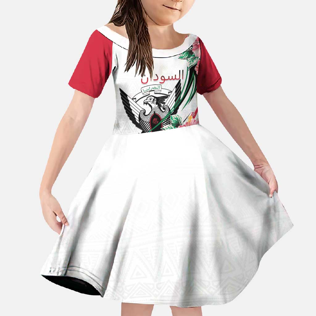 Personalized Sudan Family Matching Off Shoulder Maxi Dress and Hawaiian Shirt Sudanese Secretary Bird With Hibiscus - Wonder Print Shop