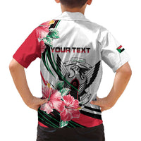 Personalized Sudan Family Matching Puletasi and Hawaiian Shirt Sudanese Secretary Bird With Hibiscus - Wonder Print Shop