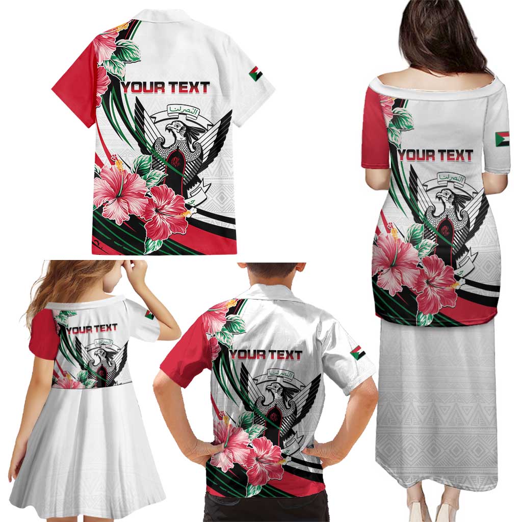Personalized Sudan Family Matching Puletasi and Hawaiian Shirt Sudanese Secretary Bird With Hibiscus - Wonder Print Shop