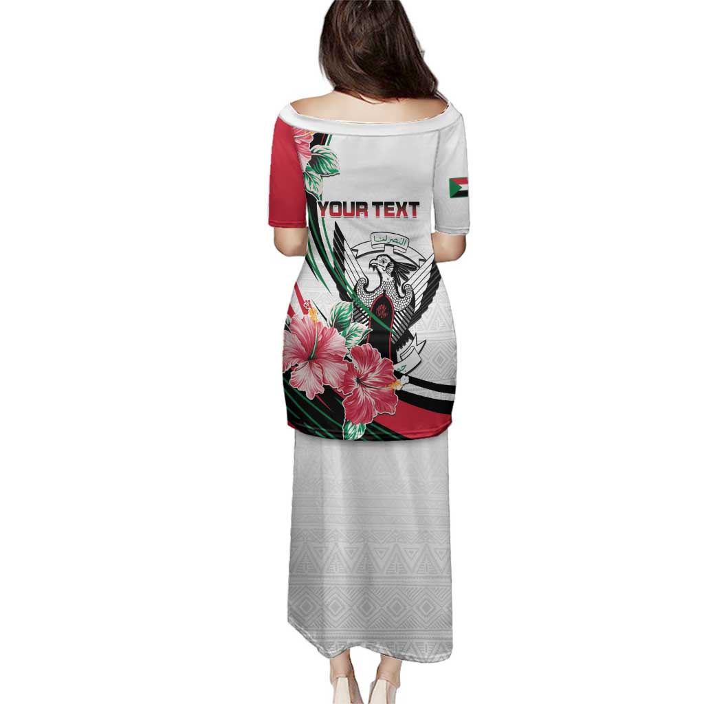 Personalized Sudan Family Matching Puletasi and Hawaiian Shirt Sudanese Secretary Bird With Hibiscus - Wonder Print Shop