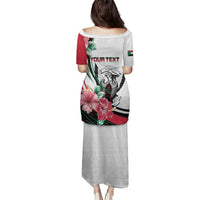 Personalized Sudan Family Matching Puletasi and Hawaiian Shirt Sudanese Secretary Bird With Hibiscus - Wonder Print Shop