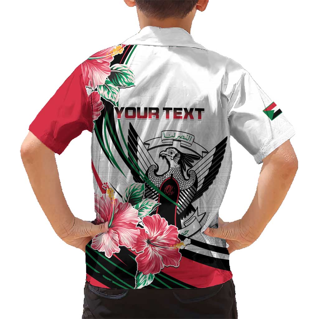 Personalized Sudan Family Matching Short Sleeve Bodycon Dress and Hawaiian Shirt Sudanese Secretary Bird With Hibiscus - Wonder Print Shop