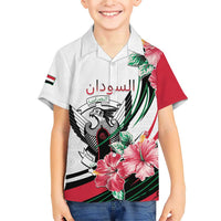 Personalized Sudan Family Matching Short Sleeve Bodycon Dress and Hawaiian Shirt Sudanese Secretary Bird With Hibiscus - Wonder Print Shop