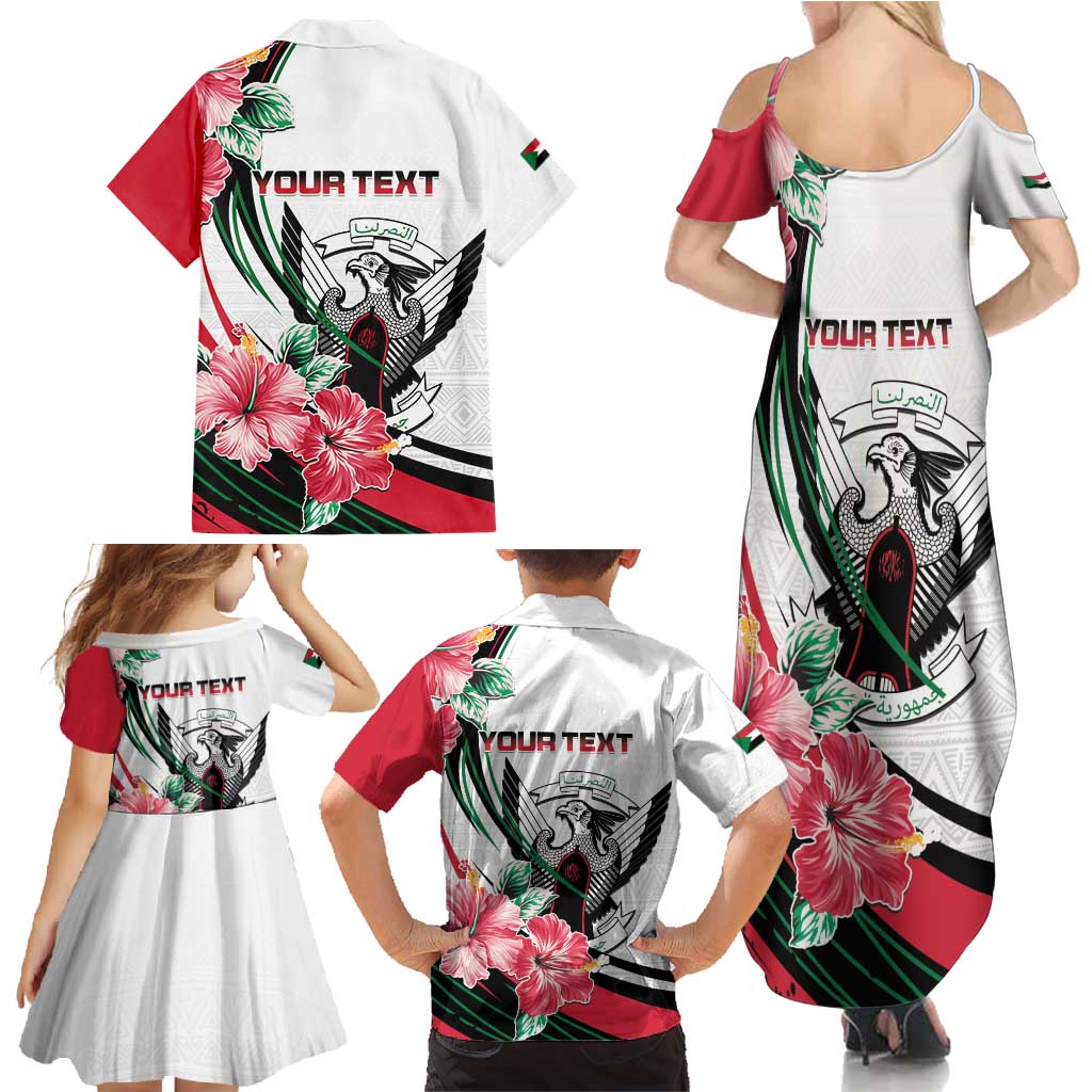 Personalized Sudan Family Matching Summer Maxi Dress and Hawaiian Shirt Sudanese Secretary Bird With Hibiscus - Wonder Print Shop