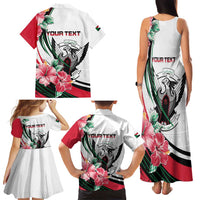 Personalized Sudan Family Matching Tank Maxi Dress and Hawaiian Shirt Sudanese Secretary Bird With Hibiscus - Wonder Print Shop