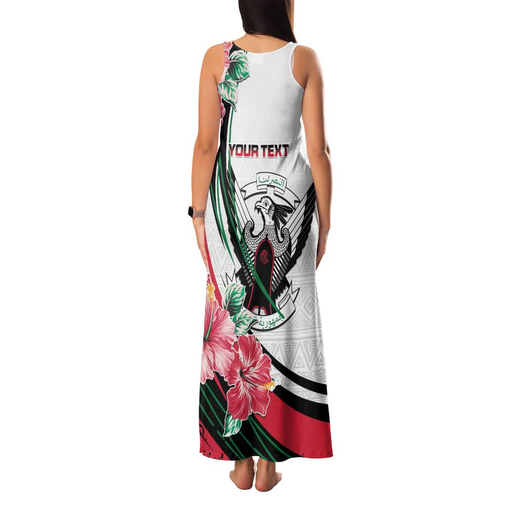 Personalized Sudan Family Matching Tank Maxi Dress and Hawaiian Shirt Sudanese Secretary Bird With Hibiscus - Wonder Print Shop