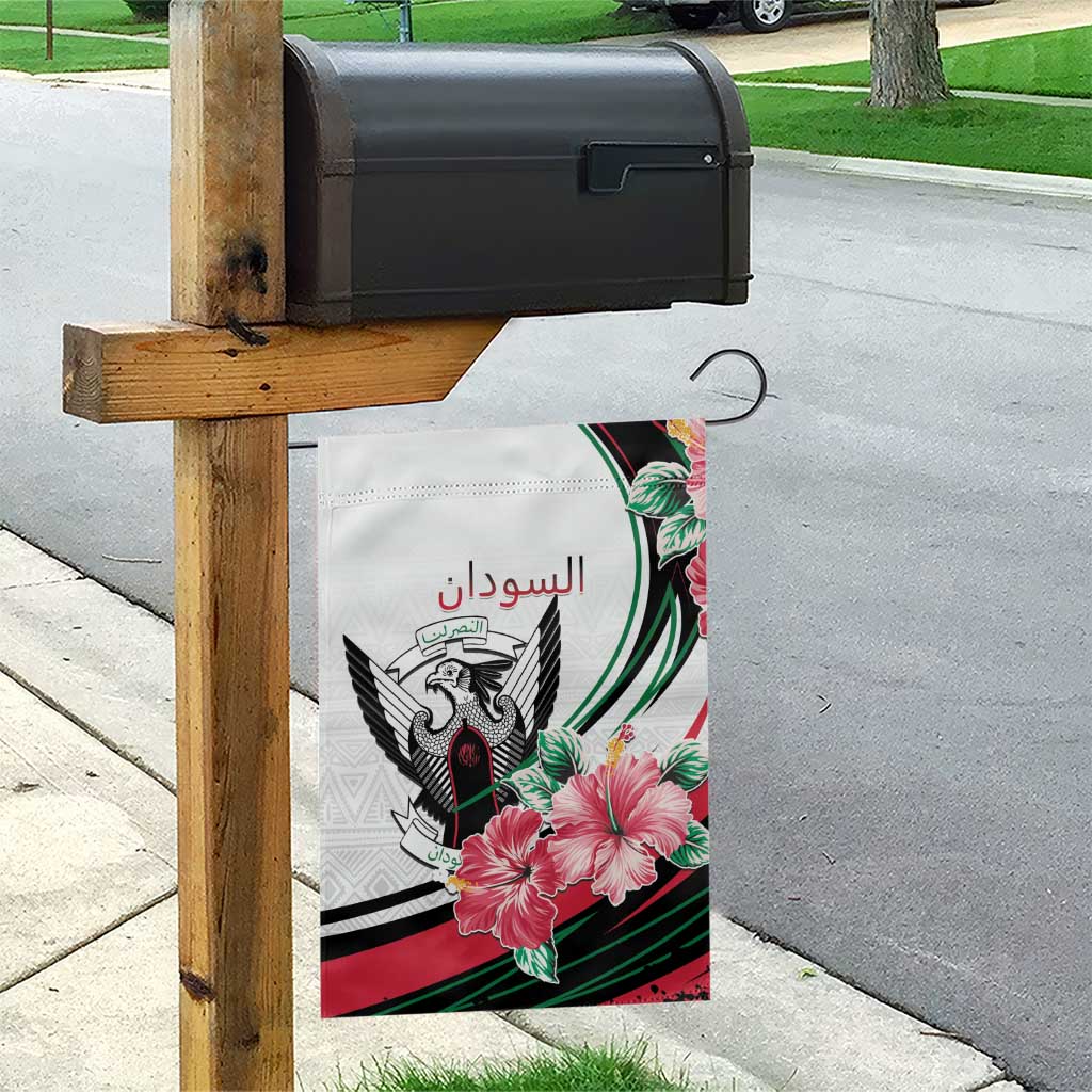 Sudan Garden Flag Sudanese Secretary Bird With Hibiscus - Wonder Print Shop