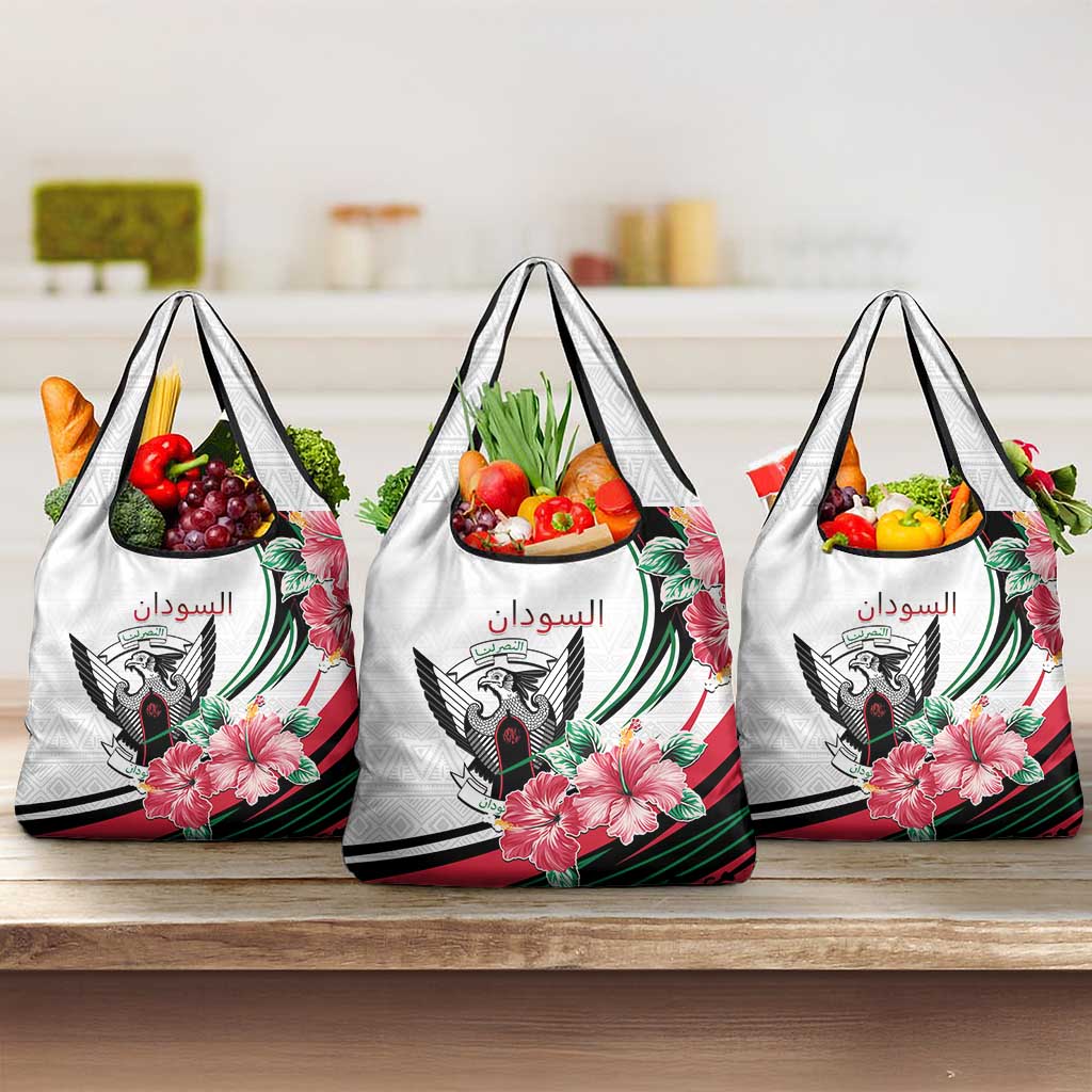 Sudan Grocery Bag Sudanese Secretary Bird With Hibiscus - Wonder Print Shop