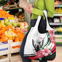 Sudan Grocery Bag Sudanese Secretary Bird With Hibiscus - Wonder Print Shop