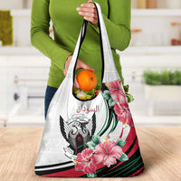 Sudan Grocery Bag Sudanese Secretary Bird With Hibiscus - Wonder Print Shop