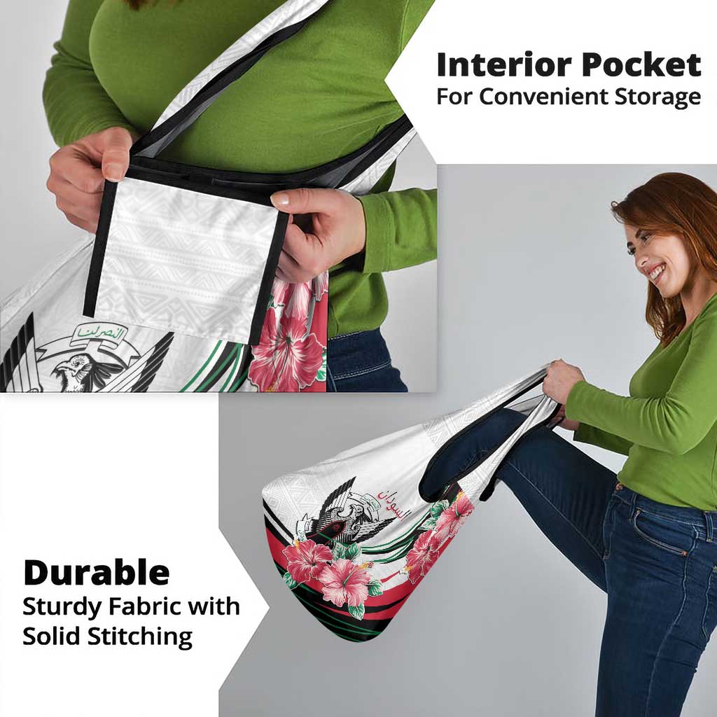 Sudan Grocery Bag Sudanese Secretary Bird With Hibiscus - Wonder Print Shop