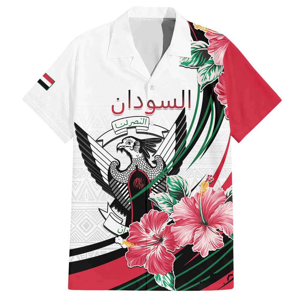 Personalized Sudan Hawaiian Shirt Sudanese Secretary Bird With Hibiscus - Wonder Print Shop