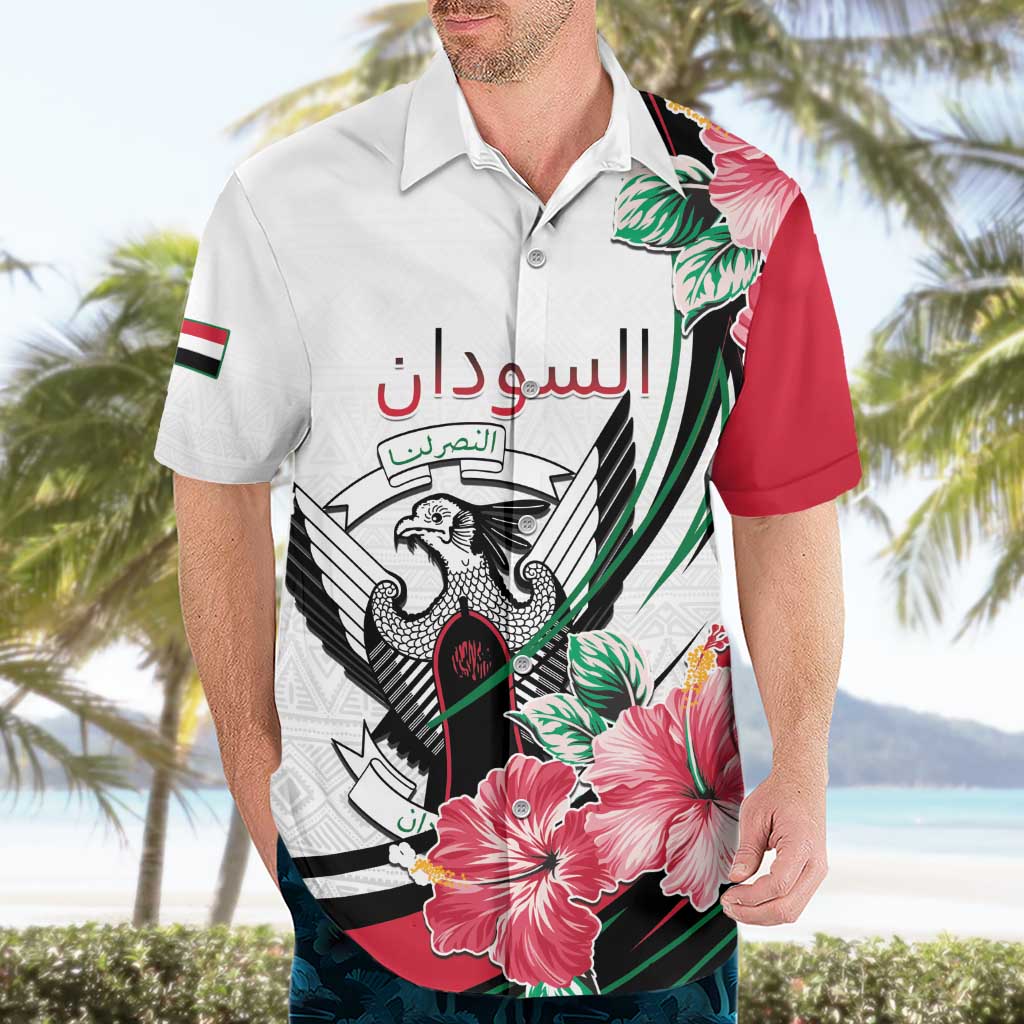 Personalized Sudan Hawaiian Shirt Sudanese Secretary Bird With Hibiscus - Wonder Print Shop