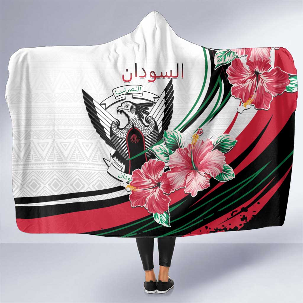Sudan Hooded Blanket Sudanese Secretary Bird With Hibiscus - Wonder Print Shop