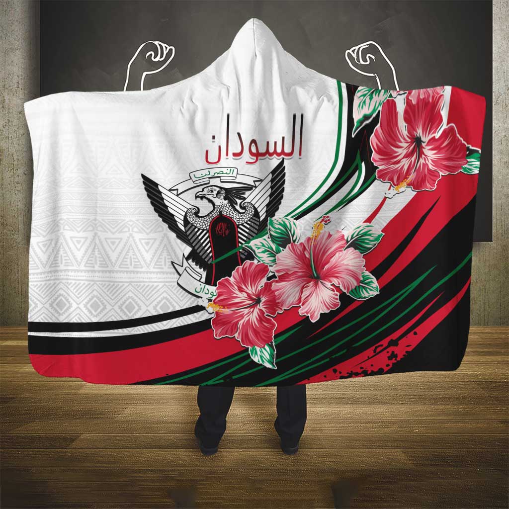 Sudan Hooded Blanket Sudanese Secretary Bird With Hibiscus - Wonder Print Shop