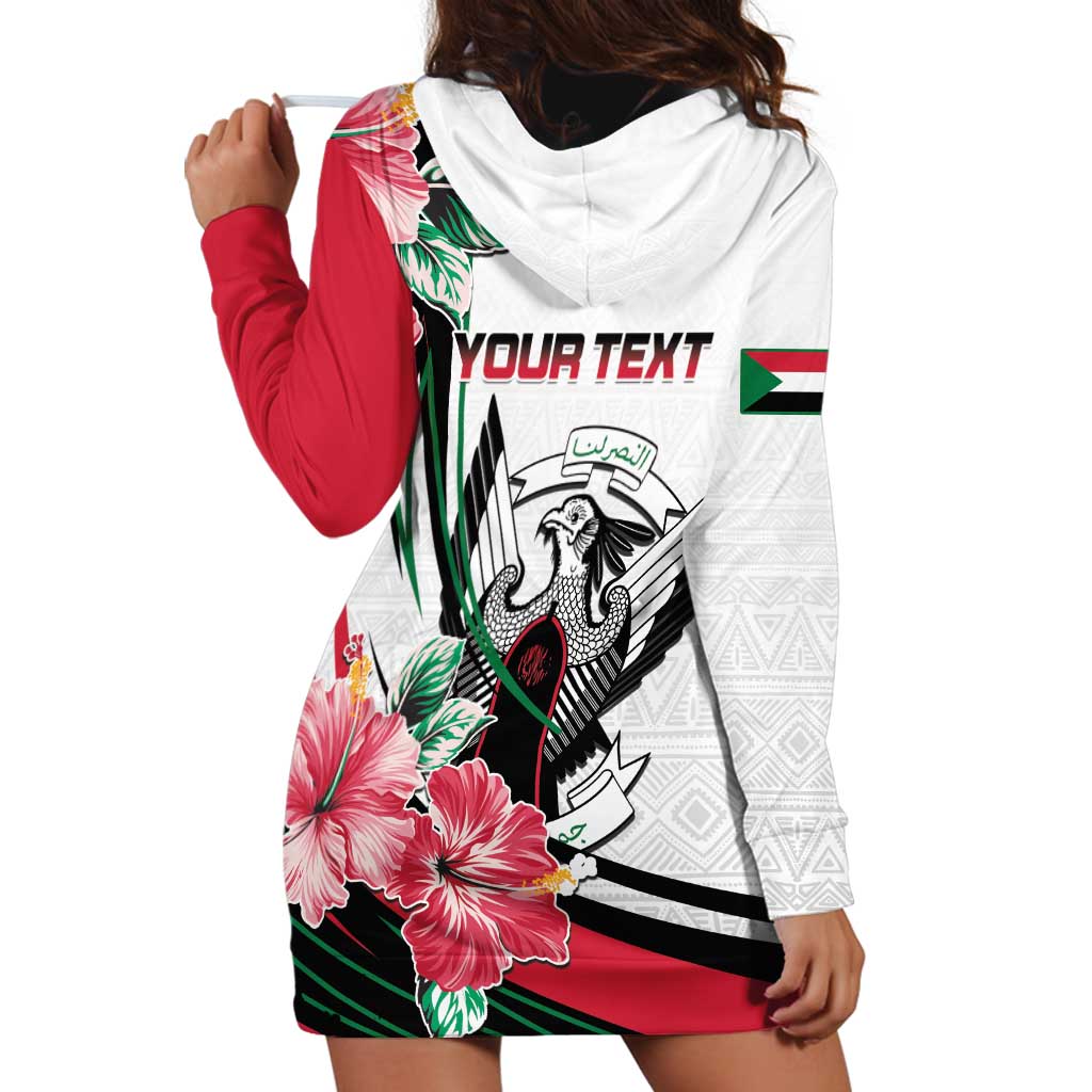 Personalized Sudan Hoodie Dress Sudanese Secretary Bird With Hibiscus - Wonder Print Shop