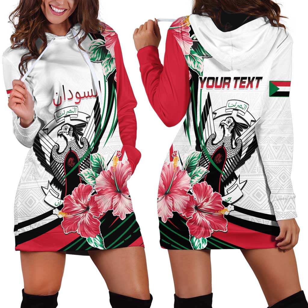 Personalized Sudan Hoodie Dress Sudanese Secretary Bird With Hibiscus - Wonder Print Shop