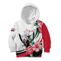 Personalized Sudan Kid Hoodie Sudanese Secretary Bird With Hibiscus - Wonder Print Shop