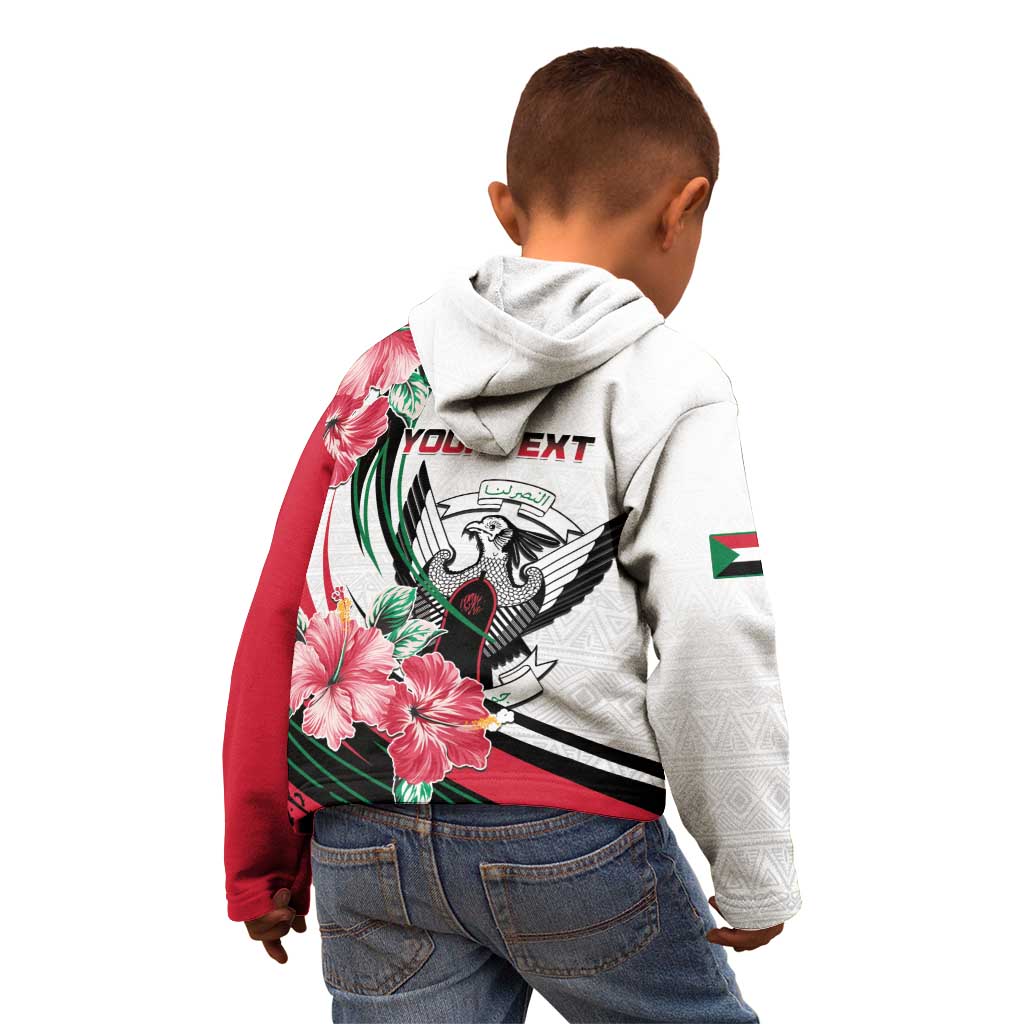 Personalized Sudan Kid Hoodie Sudanese Secretary Bird With Hibiscus - Wonder Print Shop