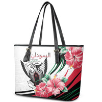 Sudan Leather Tote Bag Sudanese Secretary Bird With Hibiscus - Wonder Print Shop