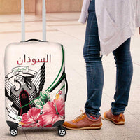 Sudan Luggage Cover Sudanese Secretary Bird With Hibiscus - Wonder Print Shop