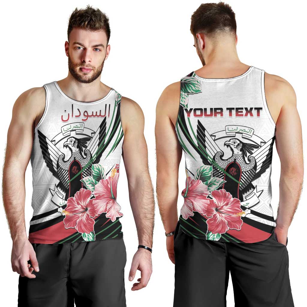 Personalized Sudan Men Tank Top Sudanese Secretary Bird With Hibiscus - Wonder Print Shop