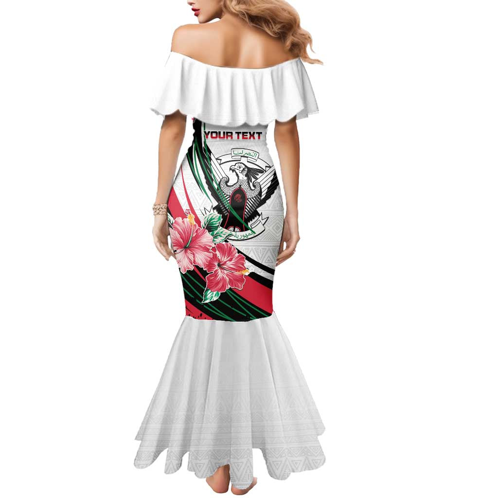 Personalized Sudan Mermaid Dress Sudanese Secretary Bird With Hibiscus - Wonder Print Shop