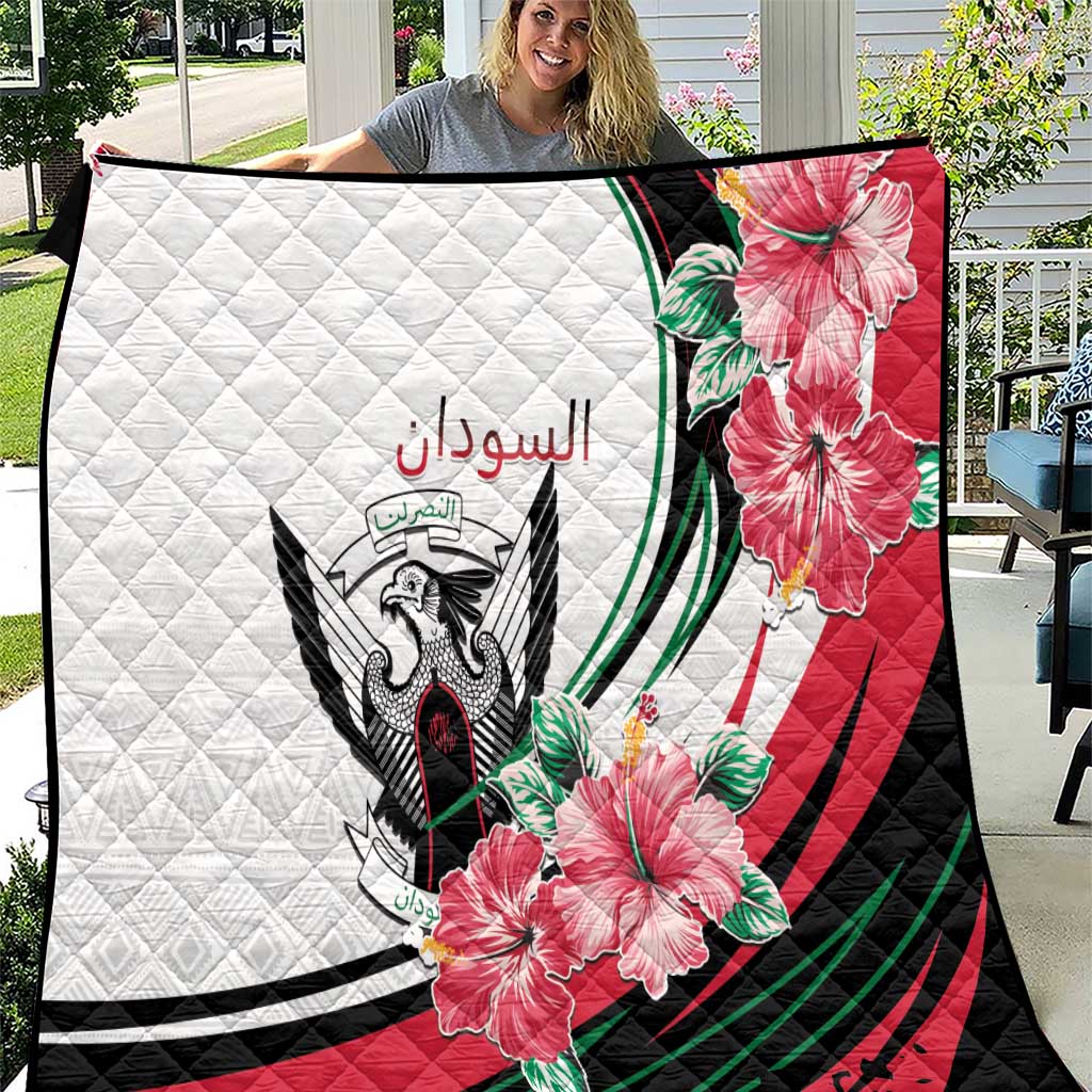 Sudan Quilt Sudanese Secretary Bird With Hibiscus - Wonder Print Shop