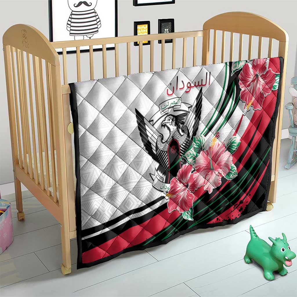 Sudan Quilt Sudanese Secretary Bird With Hibiscus - Wonder Print Shop