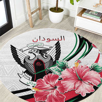 Sudan Round Carpet Sudanese Secretary Bird With Hibiscus - Wonder Print Shop