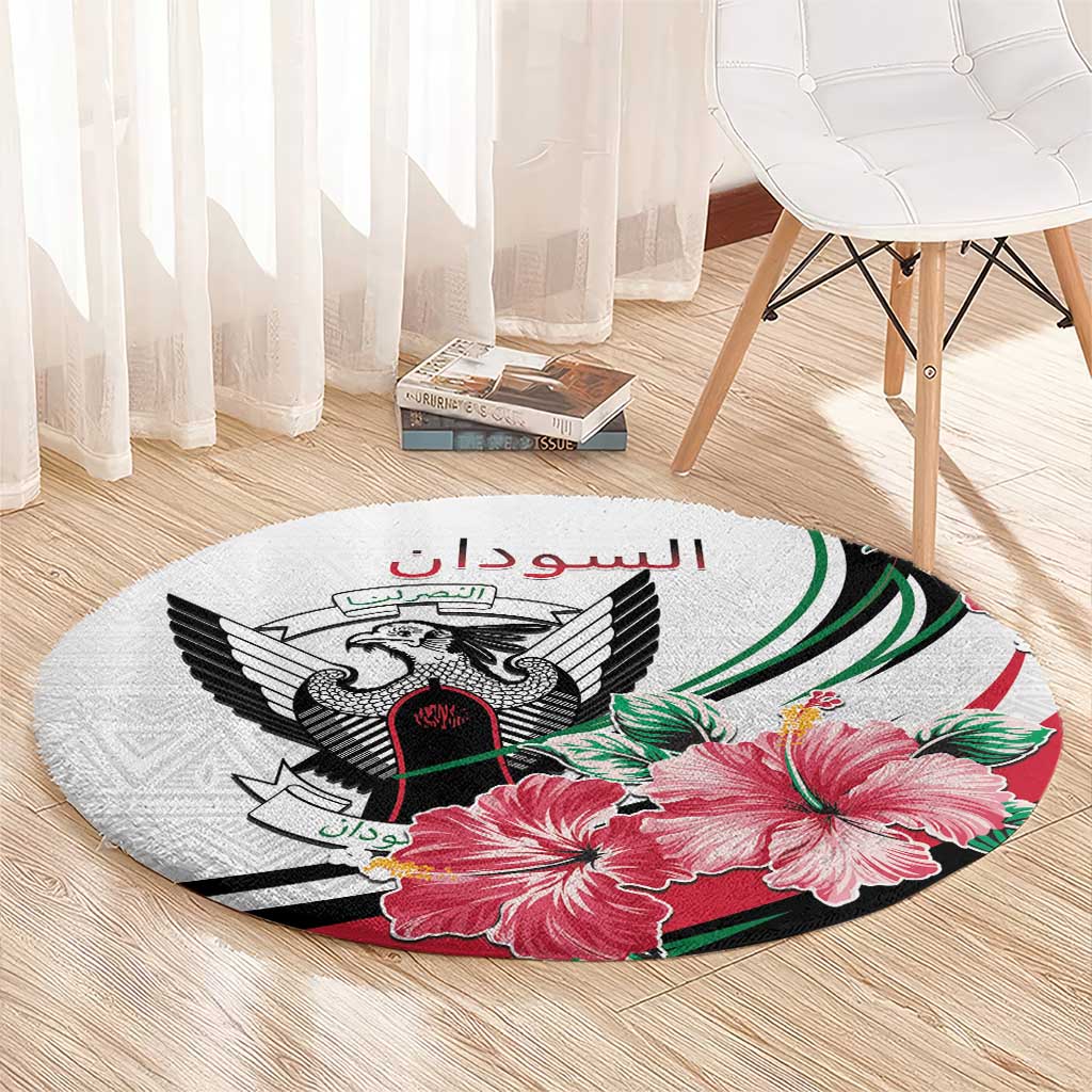 Sudan Round Carpet Sudanese Secretary Bird With Hibiscus - Wonder Print Shop