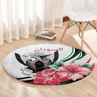 Sudan Round Carpet Sudanese Secretary Bird With Hibiscus - Wonder Print Shop