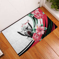 Sudan Rubber Doormat Sudanese Secretary Bird With Hibiscus - Wonder Print Shop