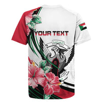 Personalized Sudan Rugby Jersey Sudanese Secretary Bird With Hibiscus - Wonder Print Shop