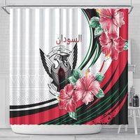 Sudan Shower Curtain Sudanese Secretary Bird With Hibiscus - Wonder Print Shop